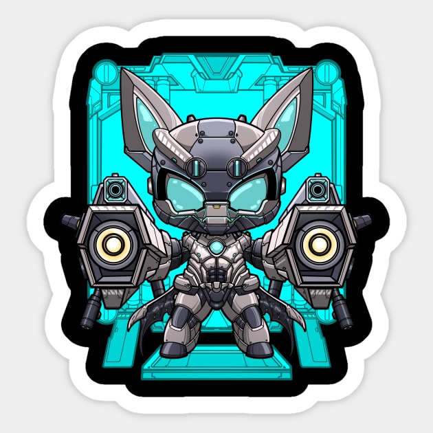 The Batbot - Cute Chibi Batman Robot Sticker by eleazarion